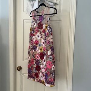 Boston Proper Floral Lace Sheath Knee Length Dress Multicolor Size 10